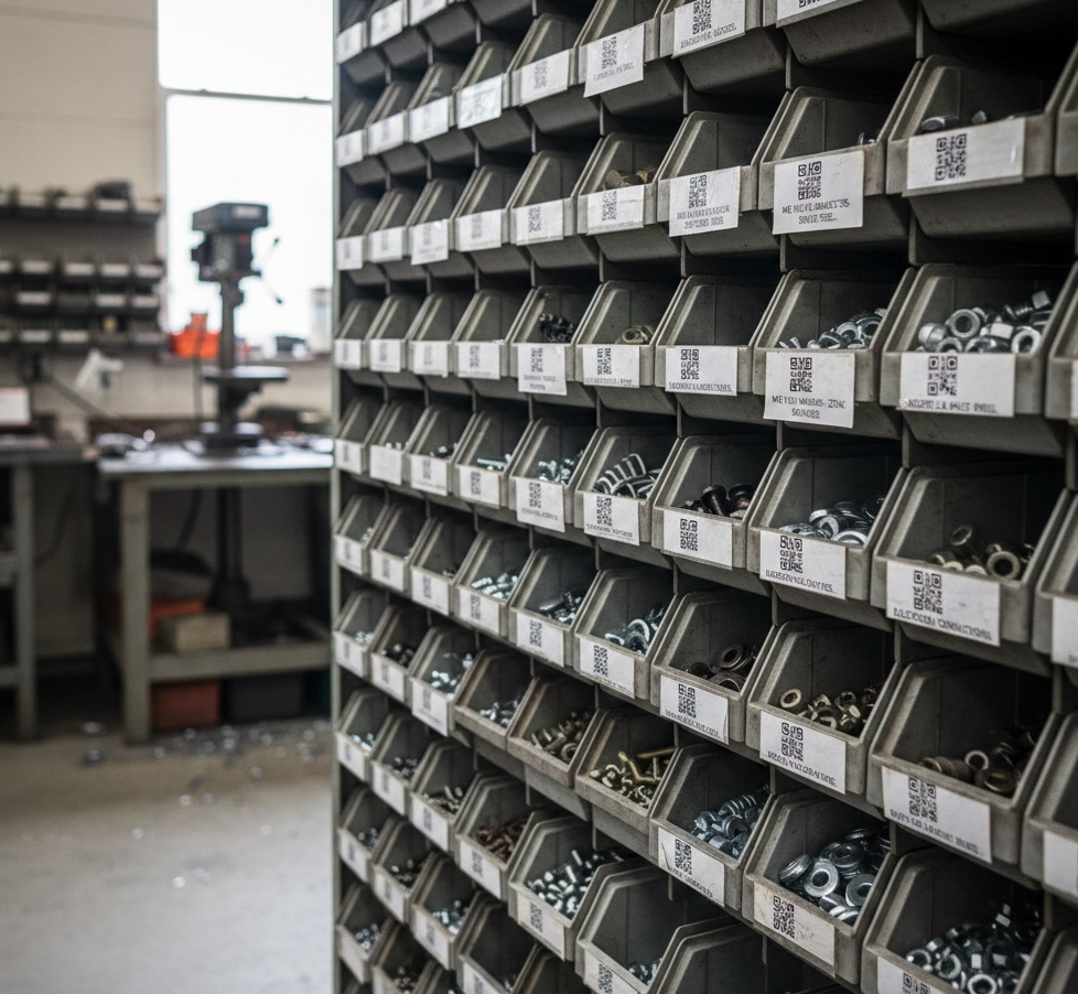 Automated Kanban purchasing system with QR code scanner triggering AI agent to find best vendor prices and create purchase orders automatically